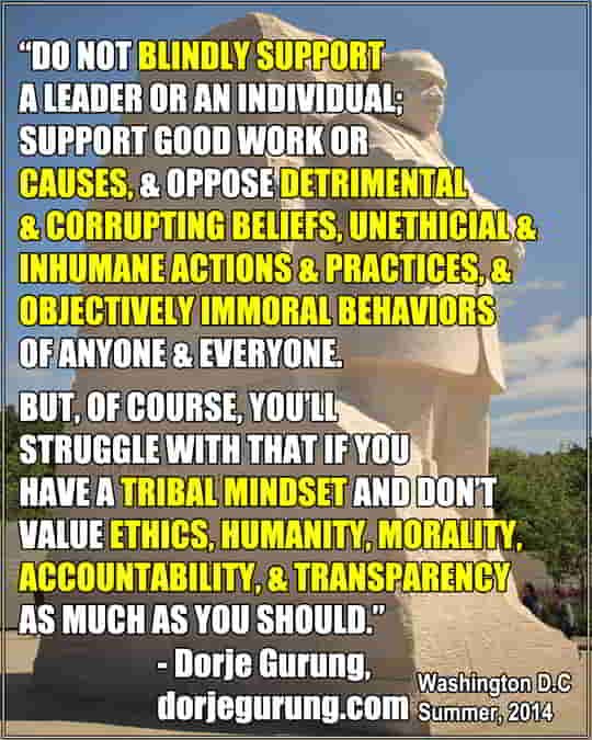 Blind support tribalism morality ethics